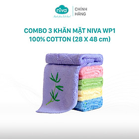 Mua Combo 3 Khăn Mặt Sợi Tre 100% Niva WP1 Thấm Hút Vượt Trội An Toàn Cho Da  Trơn Kích Thước 280x480 mm