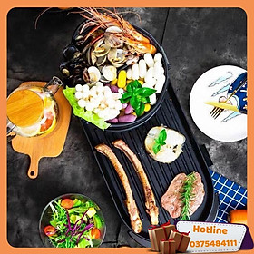 Mua Bếp Nướng Lẩu 2 Ngăn  Đa Năng Tiện Lợi - Nồi Lẩu Nướng Điện 2 Trong 1 Tiết Kiệm Điện Năng - Hàng Loại 1