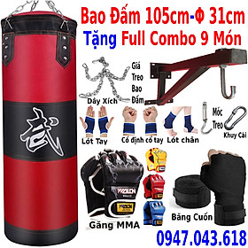 Combo vỏ bao cát tập boxing, mma + găng bao tay đấm bốc boxing, mma - Thiết bị tập đấm bốc boxing, mma, muay, võ cổ truyền