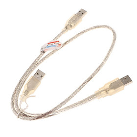 Dual USB 2.0 Male to Standard B Male Y Cable 70cm for Hard Disk Drive
