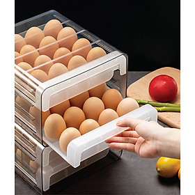 2 Tiers Eggs Storage Box Reusable Egg Organizer Bins for Kitchen Countertop