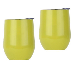 Insulated Stainless Steel Wine Double Wall Vacuum Cup 12oz Yellow x2