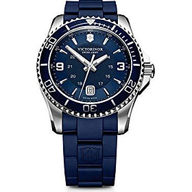 Victorinox Men's Maverick Stainless Steel Swiss-Quartz Watch with Leather Strap, Black, 22 (Model: 241787)