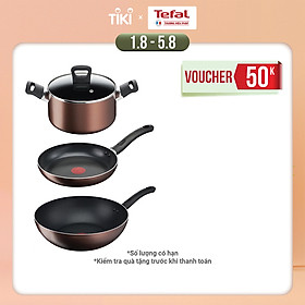 Combo 3 Day By Day chống dính đáy từ Tefal - Chảo chiên 24cm G1430405&Chảo xào 26cm G1437705 & Nồi 20cm G1434406 - Dùng mọi loại bếp - Hàng chính hãng
