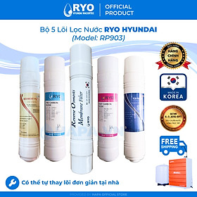Bộ 5 Lõi Lọc Nước RYO HYUNDAI RP903, Sediment, Pre-Carbon, RO Membrane Filter, Post Carbon, TCR Filter, Nhập Khẩu Hàn Quốc - Hàng Chính Hãng.