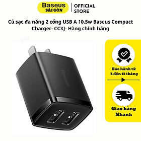 Củ sạc đa năng 2 cổng USB A 10.5w Baseus Compact Charger- CCXJ- Hàng chính hãng