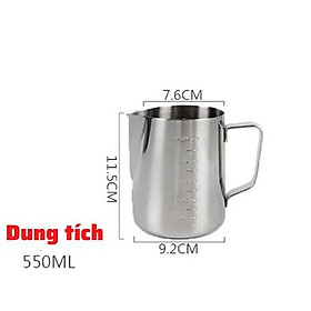 Mua Ca đánh sữa Inox 304 cao cấp dung tích 350-550- 600ml pha latte tạo hình nghệ thuật cà phê Espresso dụng cụ pha chế