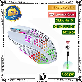 Chuột không dây chơi game KBM 113-X801 thiết kế độc lạ Led RGB đổi màu click chống ồn DPI 1600 - Hàng chính hãng