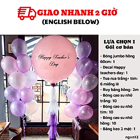 Bộ bóng trang trí ngày nhà giáo Việt Nam 20-11 màu hồng tím ngvn12