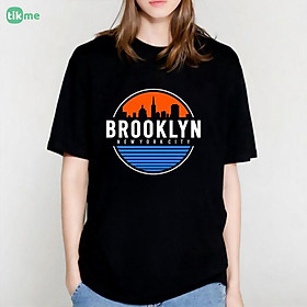 Áo thun dáng rộng unisex BROOKLYN size XS-3XL 100% cotton