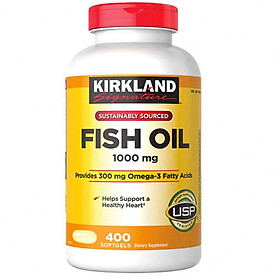 Thực phẩm bảo vệ sức khỏe Viên dầu cá Kirkland Signature Fish Oil 1000mg từ Mỹ, bổ sung Omega-3, DHA và EPA - 400 Viên