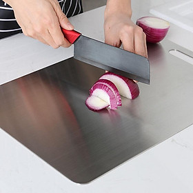 Mua Thớt inox 304 kháng khuẩn cao cấp  thớt nhà bếp chịu lực hai mặt dùng thái cắt băm chặt thức ăn an toàn thực phẩm | TP035