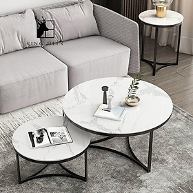 Mua Cặp bàn trà sofa tròn  mặt đá 3D