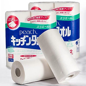 Set 2 cuộn khăn giấy lau bếp đa năng 100 tờ Peach Nội địa Nhật Bản giấy dai