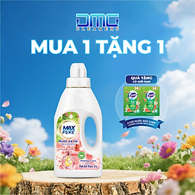 MUA 1 TẶNG 2: Chai nước xả vải Maxpure Hương Coco 2L TẶNG 2 Túi Nước Rửa Chén Hương Chanh Đào