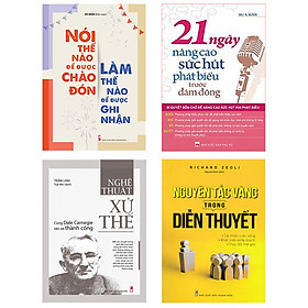 Ảnh bìa ComBo 4 Cuốn: Nguyên Tắc Vàng Trong Diễn Thuyết + Nói thế nào để được chào đón, làm thế nào để được ghi nhận + Nghệ Thuật Xử Thế - Cùng Dale Carnegie Tiến Tới Thành Công+ 21 Ngày Nâng Cao Sức Hút Phát Biểu Trước Đám Đông