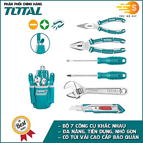 Mua Bộ dụng cụ 7 món gồm dao  kềm  tua vít  mỏ lếch và túi đựng TOTAL THKTHP91076 - Đa năng  7in1  làm từ thép chuyên đụng CR-V