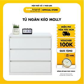 [ Miễn Phí Vận Chuyển & Lắp Đặt ] Tủ Ngăn Kéo MOLLY Màu Gỗ Trắng Đựng Đồ Cao Cấp, Phủ Melanine Chống Ẩm Sang Trọng  Phân Loại 3 Tầng Và 4 Tầng | Index Living Mall | Nội Thất Nhập Khẩu Thái Lan - Phân Phối Độc Quyền Tại Việt Nam