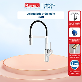 Mua Vòi rửa bát thân mềm Konox  Model Bian  Bề mặt mạ PVD Chrome 5 lớp  Lõi đồng tiêu chuẩn CW617N  Linh kiện phụ trợ dòng chảy nhập khẩu châu Âu  Bảo hành chính hãng 5 năm  Hàng chính hãng