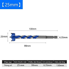 Mũi khoan khoét gỗ dài đuôi lục giác