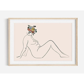 Mua Tranh treo tường | Line art-Fine Line Art Female Print  Flower Art 32   tranh canvas giá rẻ