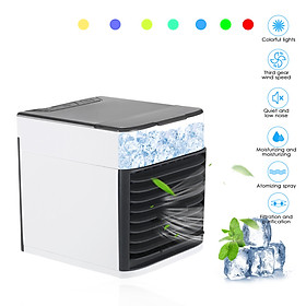 Mini Portable Air Conditioner Fan Noiseless Evaporative Air Humidifier USB Personal Conditioner 3-Speed LED Night