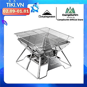 Bếp nướng inox cắm trại Campingmoon campoutvn  MT2 du lịch than nướng có túi kèm theo xếp gọn vệ sinh dễ dàng A249