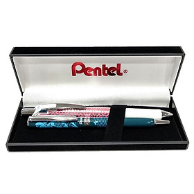 Combo Bút Bi Kim Loại Nắp Vặn Cao Cấp - Hoa Xanh Mực Xanh - Pentel B811S1-C - Tặng Kèm Bút Nước Kawaii Pentel BLN75KW (Mẫu Màu Quà Tặng Ngẫu Nhiên)