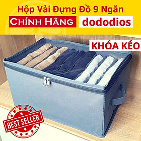 [12 Ngăn - Có Nắp Là Khóa Kéo Cao Cấp] Hộp vải đựng quần áo chia ngăn dododios chất liệu vải không dệt giỏ đựng quần áo đồ lót chia 9 và 11 ngăn mềm, hộp vải chia ngăn đựng quần áo có nắp - Chính hãng dododios