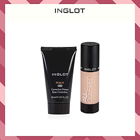 Combo kem nền lâu trôi che phủ cao All Covered + Kem lót HD Corrective Primer Inglot