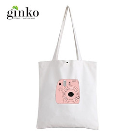 Túi Vải Tote GINKO Kiểu Basic Nút Bấm In Hình Máy Ảnh Instax Fuji G55