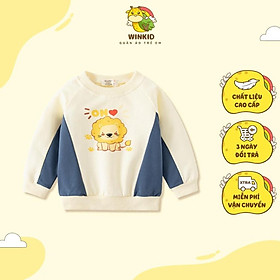 Áo nỉ cho bé WELLKIDS, áo nỉ da cá dài tay thu đông họa tiết sư tử dễ thương - WK007 - TRẮNG