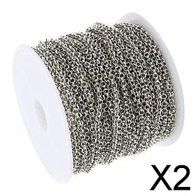 2x10 Yards Tail Extender Chain for DIY Jewelry Bracelet Necklace 2mm White K