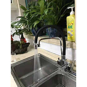 Mua Vòi rửa bát 3 đường nước dây rút đen