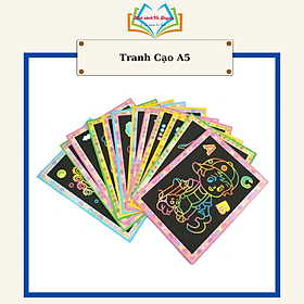 Tranh cạo tay ma thuật A5 nhiều màu sắc mẫu đa dạng cho bé tô vẽ giải trí
