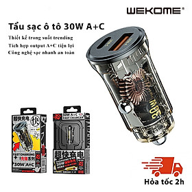 Tẩu sạc nhanh 30W WEKOME C41 cho oto 2 cổng sạc TYPE C USB cho mọi điện thoại HÀNG CHÍNH HÃNG