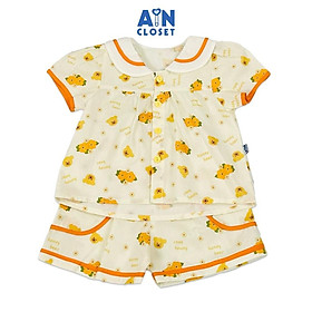 Bộ quần áo Ngắn bé gái họa tiết Honey Bear Cam cotton - AICDBGTCFEKJ - AIN Closet