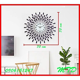 Đồng hồ treo tường trang trí decor MTD giọt nước Mặt Trời Đen kích thước 70 x 70 cm