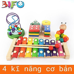 Combo đồ chơi giáo dục bằng gỗ phát triển trí tuệ, an toàn cho bé