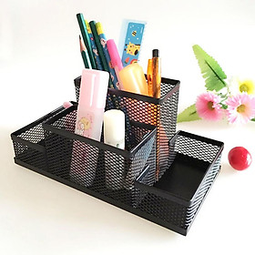 Smooth & Finely Polish Office Mesh Desk Accessories Organizer, 4-compartment