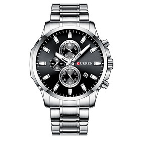 CURREN 8348 Quartz Man Wristwatch Watches with Stainless Steel Strap Band Watch for Male Date Calendar Indicator Three