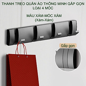 Mua Thanh 4 móc treo quần áo thông minh gấp gọn bằng hợp kim nhôm sơn tĩnh điện  bền và sang trọng