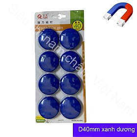 Vỉ nam châm 8 viên đính bảng từ siêu dính kích thước 40mm màu xanh dương