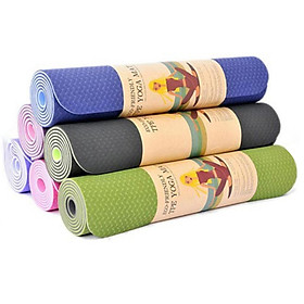 Thảm tập Yoga TPE 2 lớp 8mm dễ dàng vệ sinh bề mặt êm ái dầy dặn độ đàn hồi tốt không mùi có bám dính chống trơn trượt tính ổn định cao chất liệu cao su tự nhiên rất an toàn