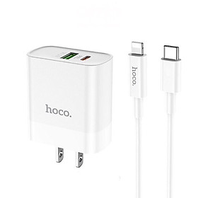 Mua Bộ dây sạc kèm củ sạc nhanh iphone PD 20w QC3.0 hoco c80 - cốc sạc quick chagre 3.0 kèm cáp sạc type c to lightling - hàng chính hãng