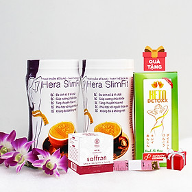 Liệu trình 2 hộp Sữa #giảm_cân Hera Slimfit 500gr [Chính Hãng] - Giảm 3-7Kg [Tặng 1 hộp Keto Detoxx + 1 Mặt nạ Saffron Sữa ong chúa và 1 Thước dây]