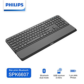 Bàn phím không dây Bluetooth Philips SPK6607 - Hàng Chính Hãng - Màu đen