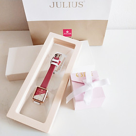 Combo đồng hồ nữ Julius Hàn Quốc JA-1317 dây da phối màu tặng kèm nhẫn esme