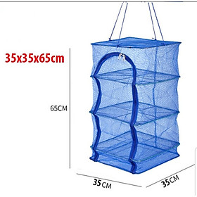 Mua Lồng lưới phơi khô thực phẩm phơi cá chống côn trùng treo 4 tầng để phơi cá khô có thể xếp gọn