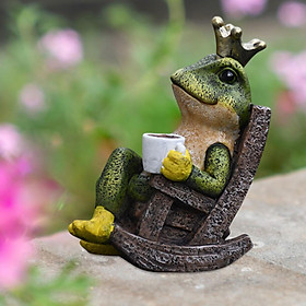 Garden Frog Statues Animal Ornament Cute Cartoon Animals Figurines Landscape Resin Sculpture Decoration Frog for Patio Lawn Garden Ornaments